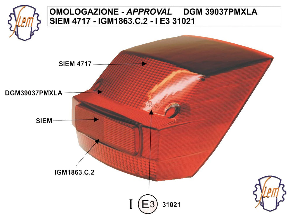 CI1790-OR - VETRO FANALE POST VESPA PX 125-150-200 E