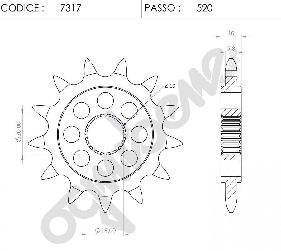 OG367317Z14 - 367317Z14 - PIGNONE Z14 PASSO 520 ZONTES G1 125 21-