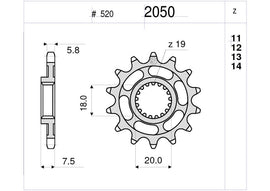 OG362050Z12 - PIGNONE PROF. HONDA 125