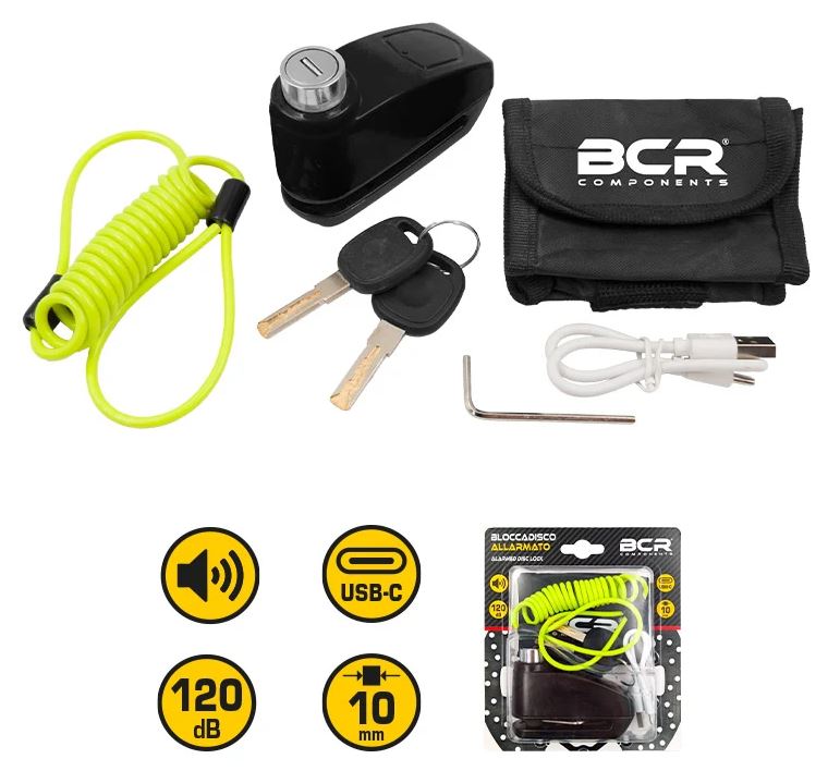 CD407500095 - BLOCCADISCO SONORO D.10MM C/2 CHIAVI