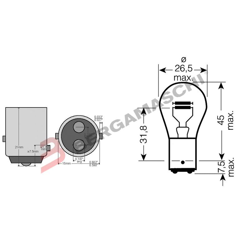BGE0377528 - SCATOLA 10 LAMPAD OSRAM 12V 21/5W BAY15D