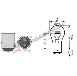 BGE0377528 - SCATOLA 10 LAMPAD OSRAM 12V 21/5W BAY15D