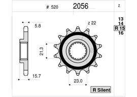 OG362056Z14 - PIGNONE Z14 PASSO 520 TT-R 600 97-02