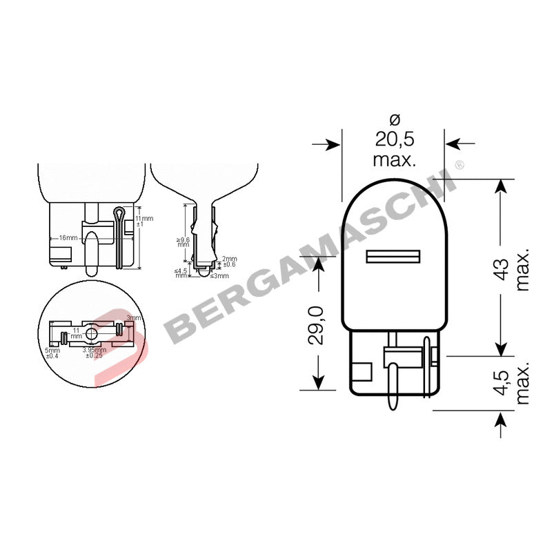 SCATOLA 10 LAMPADINE TV.12V 21W W3X16D