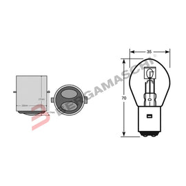 LAMPADINA BILUX 12V 35/35W BA20D