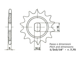 PIGNONE 15 DENTI PER MINARELLI