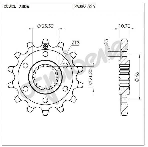 OG367306R14 - PIGNONE Z14 PASSO 525 LEONCINO 500 17-24