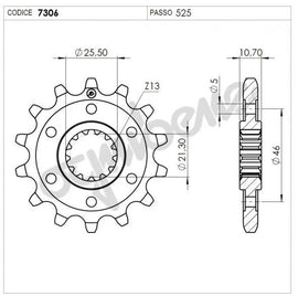 OG367306R14 - PIGNONE Z14 PASSO 525 LEONCINO 500 17-24