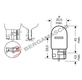 BGE0300970 - SCATOLA 10PZ LAMP.TV.12V 21W T20 ARANCIO