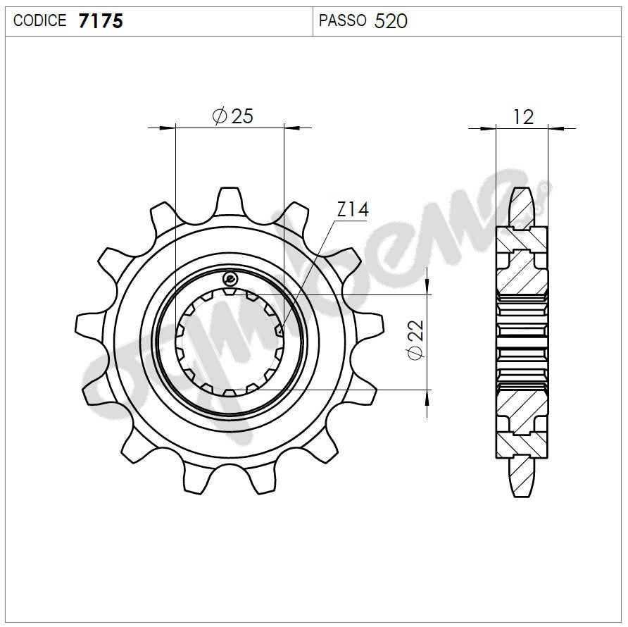 OG367175014 - PIGNONE Z14 PASSO 520 CABALLERO500 19-20