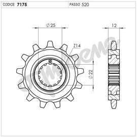 OG367175014 - PIGNONE Z14 PASSO 520 CABALLERO500 19-20