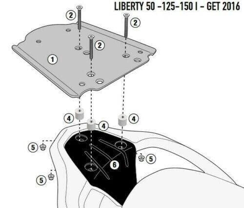 ATTACCO BAUL MONOLOCK LIBERTY 50-200CC