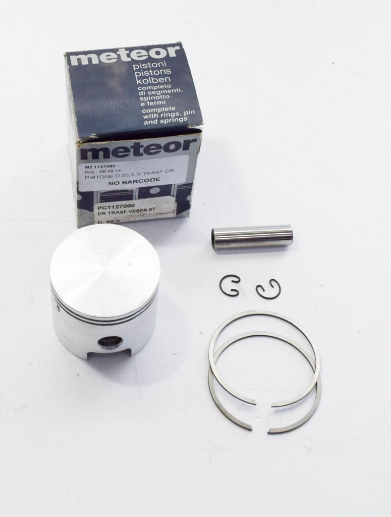 PISTONE COMPLETO 'METEOR PISTON' DIAMETRO 55,8-SPINOTTO 12 PER TRASFORMAZIONE DR VESPA 50-APE 50 6 TRAVASI
