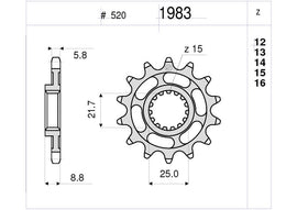 PIGNONE Z12 PASSO 520 EXC 125 ENDURO