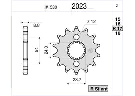 PIGNONE Z17 PASSO 530 ZX-12 R 1200 NINJA