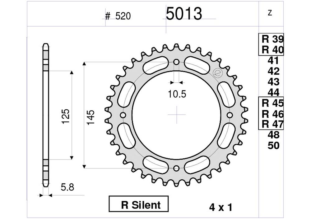 CORONA 45 DENTI XT 600-660 TENERE