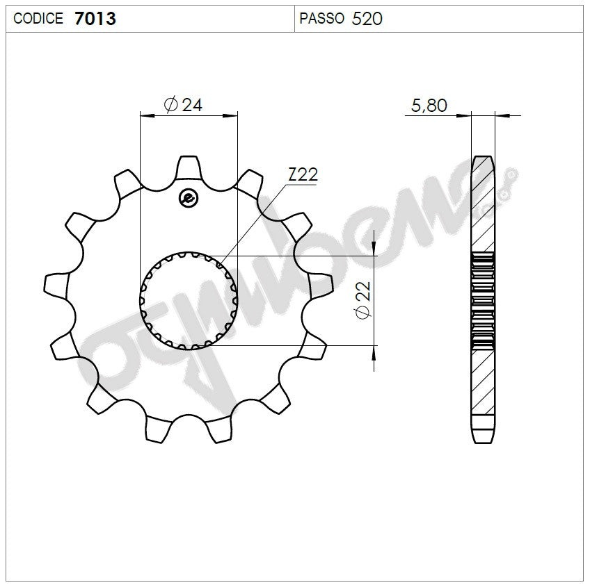 PIGNONE Z15 PASSO 520 RX-SX 125