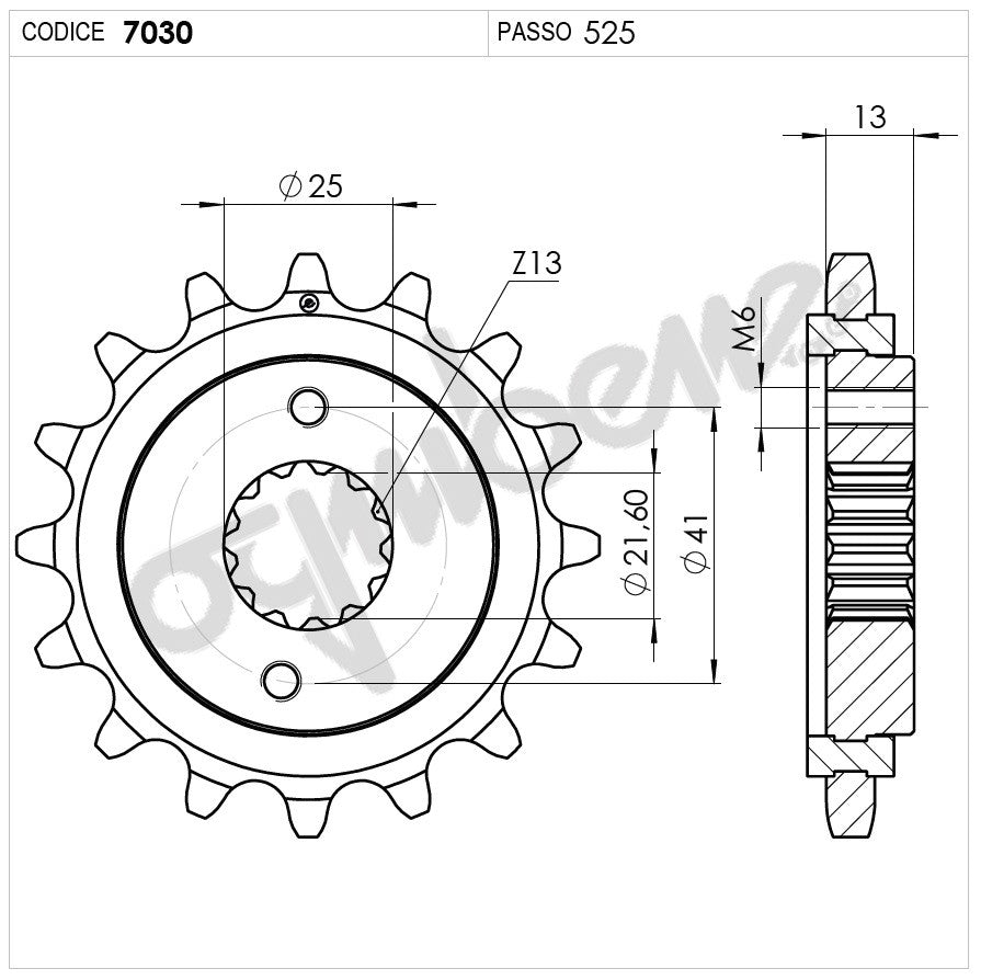 PIGNONE Z15 PASSO 525 XL 600 V TRANSALP
