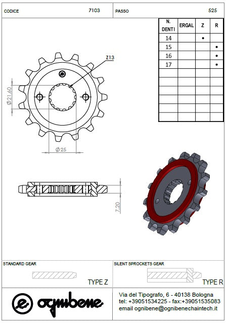 PIGNONE Z15 PASSO 525 GSX 650 F 08-13