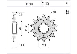 PIGNONE OE Z14 KAWASAKI PASSO 520