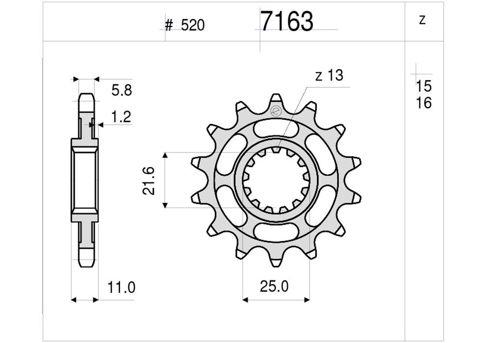 PIGNONE Z16 PASSO 520 YZF 600 R6 99-