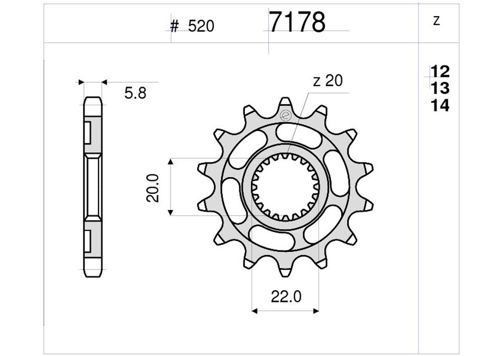 PIGNONE Z13 PASSO 520 YZ 250 F 01-13