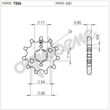 Carica l&#39;immagine nel visualizzatore di Gallery, PIGNONE OGNIB. Z15 APRILIA PASSO 420