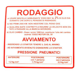 TARGHETTA RODAGGIO ROSSA VESPA RALLY