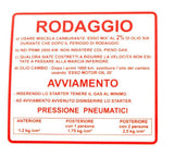 Targhetta rossa 'rodaggio' Piaggio Vespa Rally 180-200cc 610170M