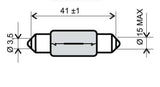 Lampadina bianca siluro 12v 15w T15x44