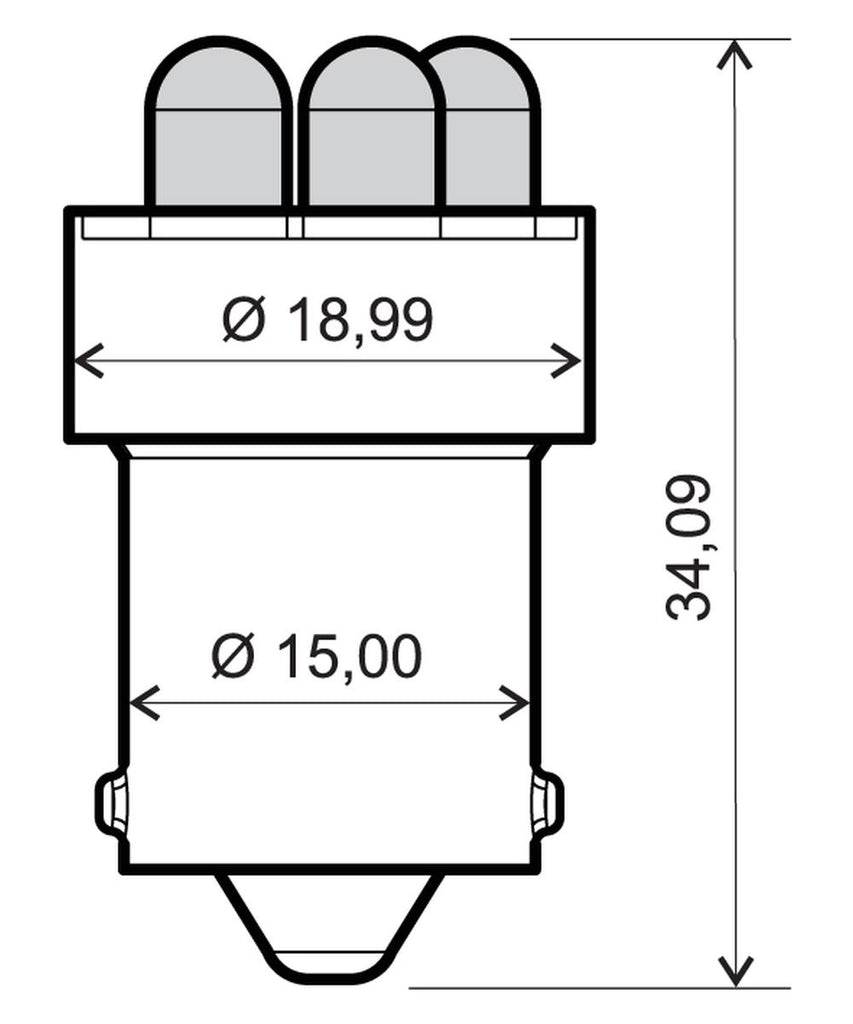 CP.LED 12V BA15S G18 BLU 5LED