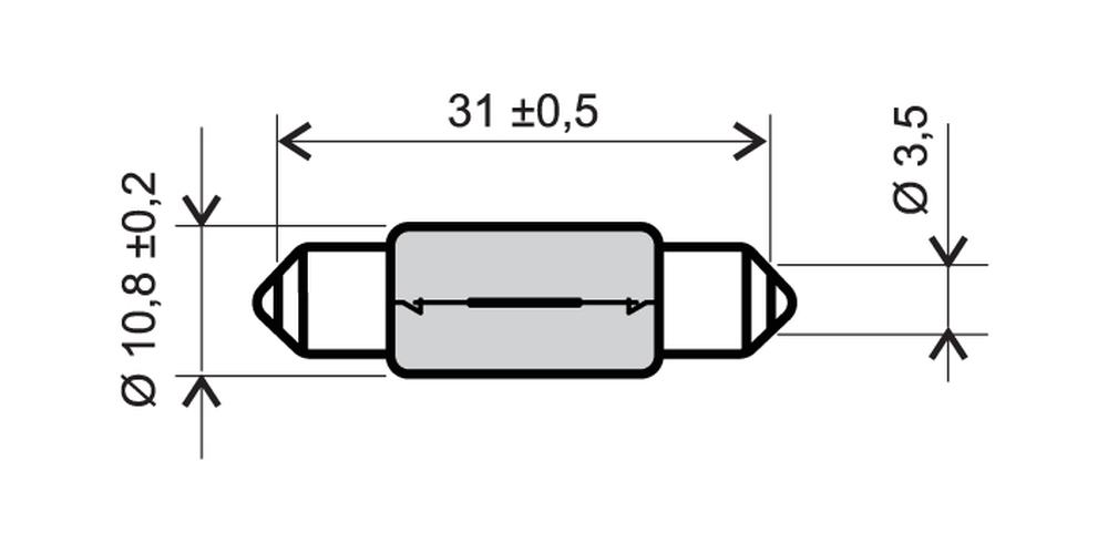 LAMPADINA BIANCA 12V 10W T11X35 S8,5
