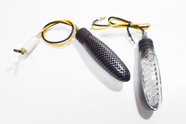 COPPIA FRECCE LED VETRO TRASP/CARBON