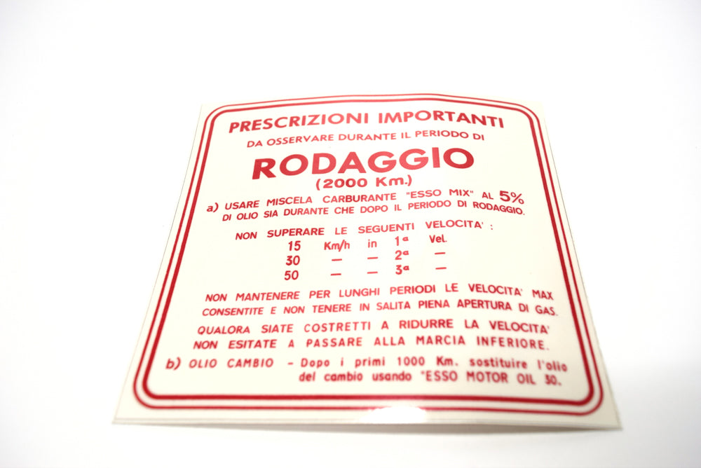 ADESIVO RODAGGIO VESPA 125 A 3 MARCE